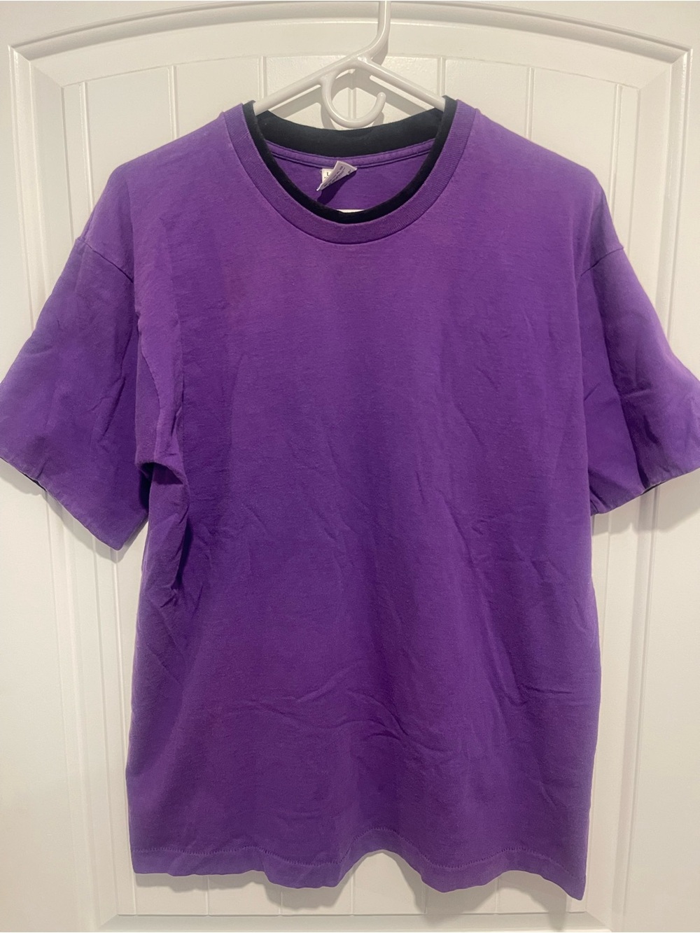 Vintage 90s Fruit of the Loom Purple Double Collar Single Stitch Tee L